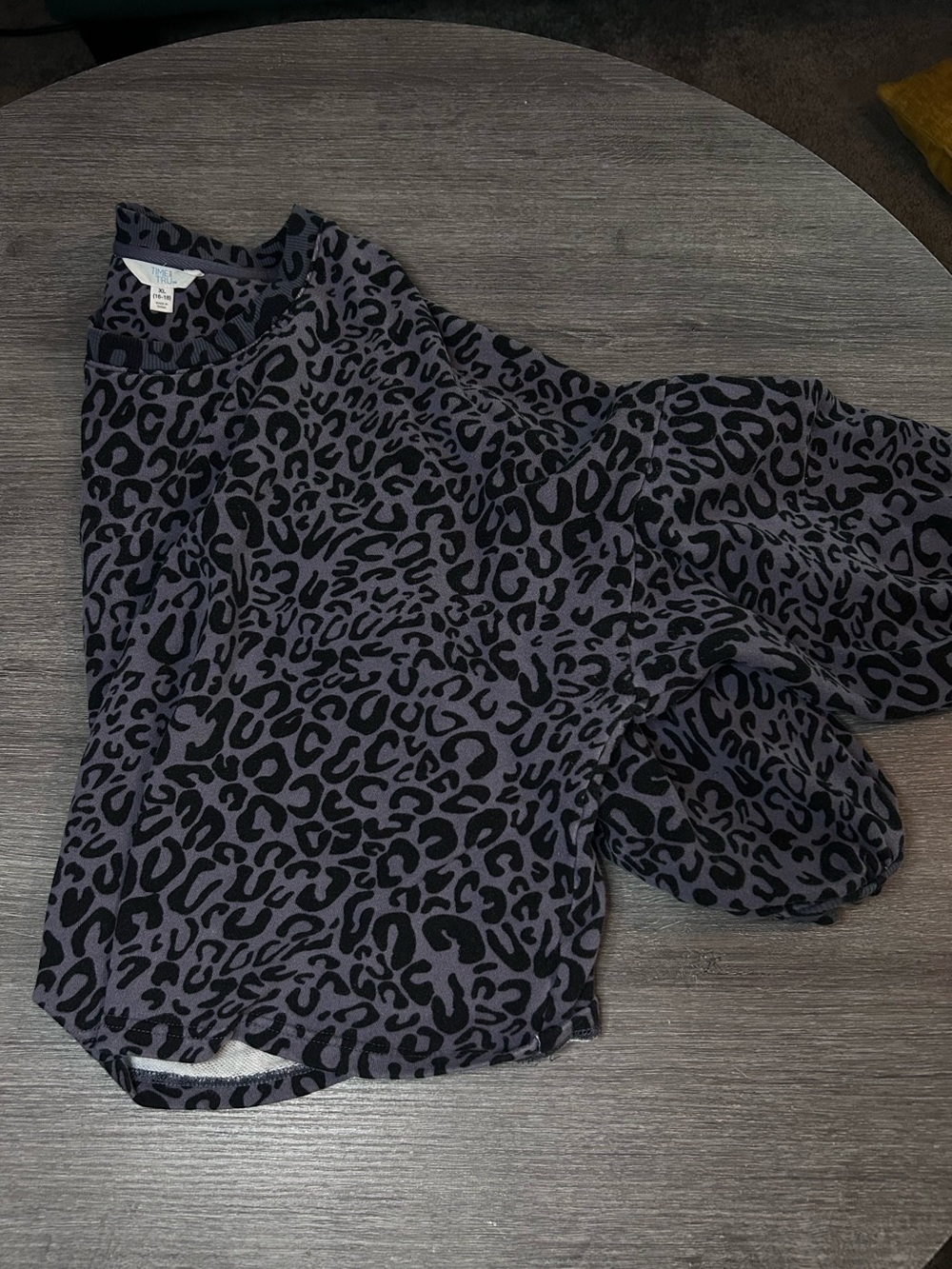 Time and Tru Black and Gray Leopard Chemise